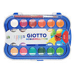 Набор красок акварельных Giotto Colour Blocks Mini, сухие, в таблетках, с кистью, 24 цвета