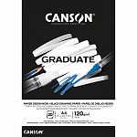 Альбом для смешанных техник Canson Graduate Bristol, склеенный, 120 гр/м2, 20 черных листов