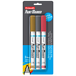 Набор маркеров глянцевых лаковых Luxor Paint, круглый наконечник, металлик, 1 мм, 3 цвета