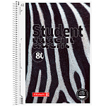 Тетрадь в клетку на пружине А4 Brunnen Колледж Zebra, микроперфорация, 90 гр/м2, 80 листов