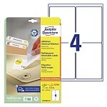 Этикетки самоклеящиеся удаляемые Avery Zweckform, белые, 99.1 x 139 мм, 4 штуки на листе, 30 листов