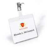 Пластиковый бейдж горизонтальный с поворотным клипом Durable, 60 х 90 мм, ПВХ