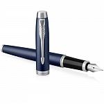 Ручка перьевая Parker IM Metal Matte Blue CT, толщина линии F, хром