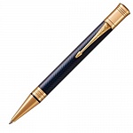 Ручка шариковая Parker Duofold Prestige Blue Chevron GT, толщина линии M, позолота 23К