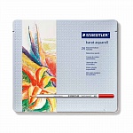 Набор карандашей цветных Staedtler karat aquarell, 24 цвета, металличеcкий пенал