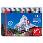 Набор карандашей цветных Carandache Prismalo Aquarelle, 2.95 мм, 30 цветов, металлический футляр