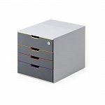 Бокс для документов Durable Varicolor Safe, А4, С4, Folio, 4 ящика, верхний с ключом, ABS-пластик