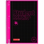 Тетрадь в клетку на пружине А4 Brunnen Premium Black Neon, микроперфорация, 90 гр/м2, 80 листов