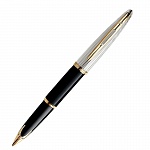 Ручка перьевая Waterman Carene Deluxe Black GT, толщина линии M, перо: золото 18К, серебро