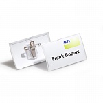 Бейдж с булавкой и зажимом защелкивающийся Durable, 40 х 75 мм, полипропилен