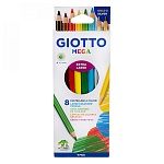 Набор карандашей цветных Giotto Mega, шестигранные, 5.5 мм, 8 цветов, картонная коробка